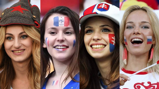 欧洲杯美女，看的是撞色妆容还是美好肉体？