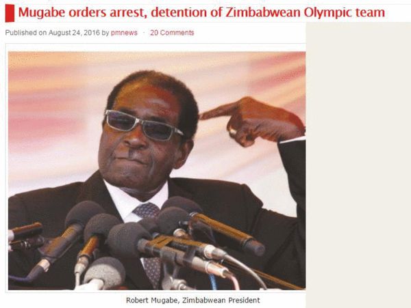 津巴布韦运动员因奥运未获奖牌被捕？假的