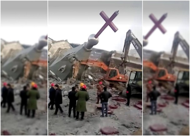 山西一座大教堂被炸！轰然倒下如灾难片