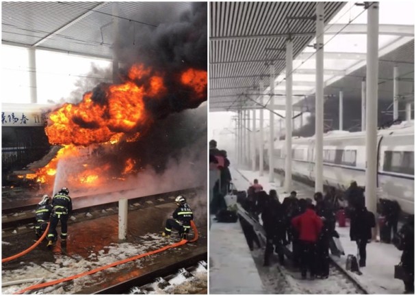 京沪高铁着火乘客遭紧急疏散 场面紧张