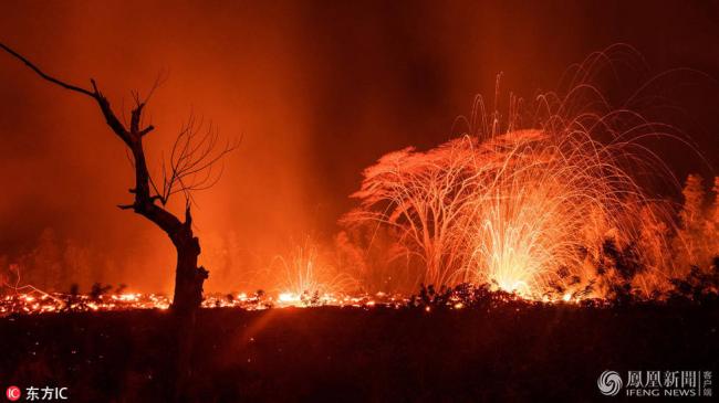 实拍夏威夷火山爆发   惊魂一幕如地狱