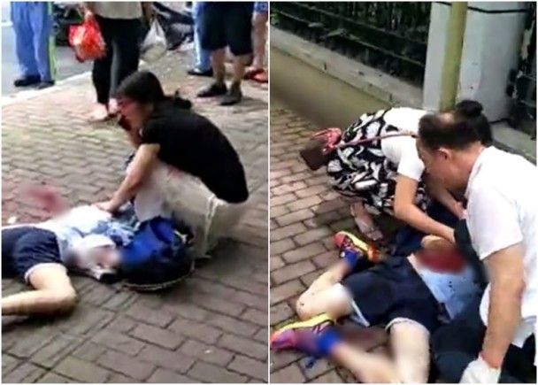 2名上海小学生在校门外被斩死