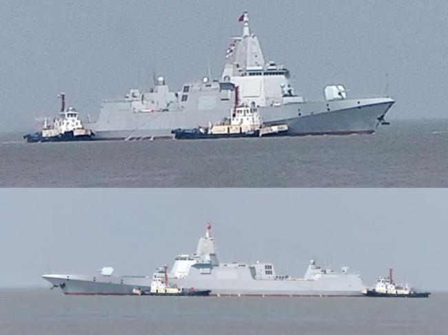 中国海军055万吨导弹驱逐舰首舰试航