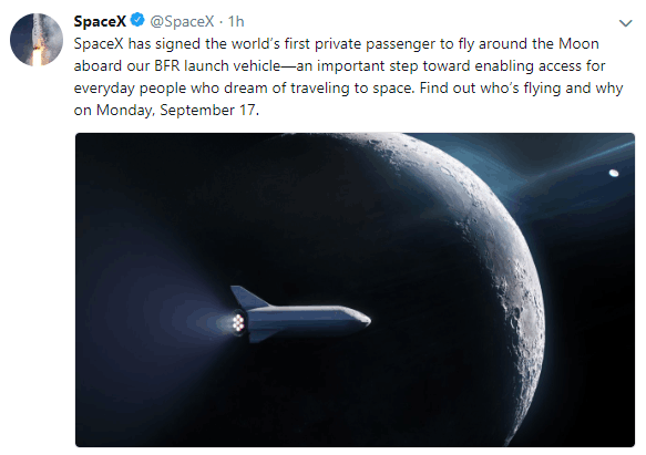 SpaceX签下日本富豪私人环月之旅