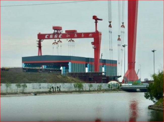 上海船厂现神秘巨块 中国建第三艘航母