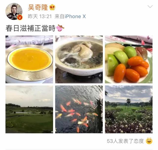 刘诗诗5月将生产 准奶爸吴奇隆晒营养餐