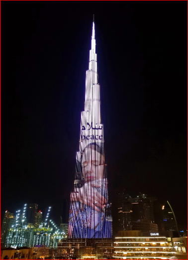 世界第一高楼点亮"和平"向她致敬