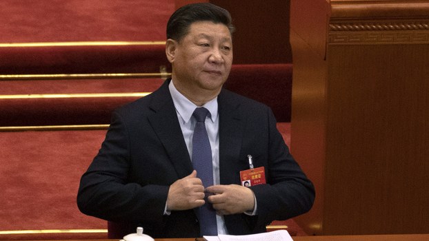 中国国家主席习近平在中国人大会议上。（美联社）