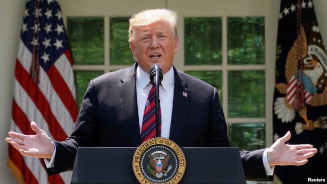 美国总统特朗普2019年5月16日在白宫玫瑰园就移民问题发表讲话。