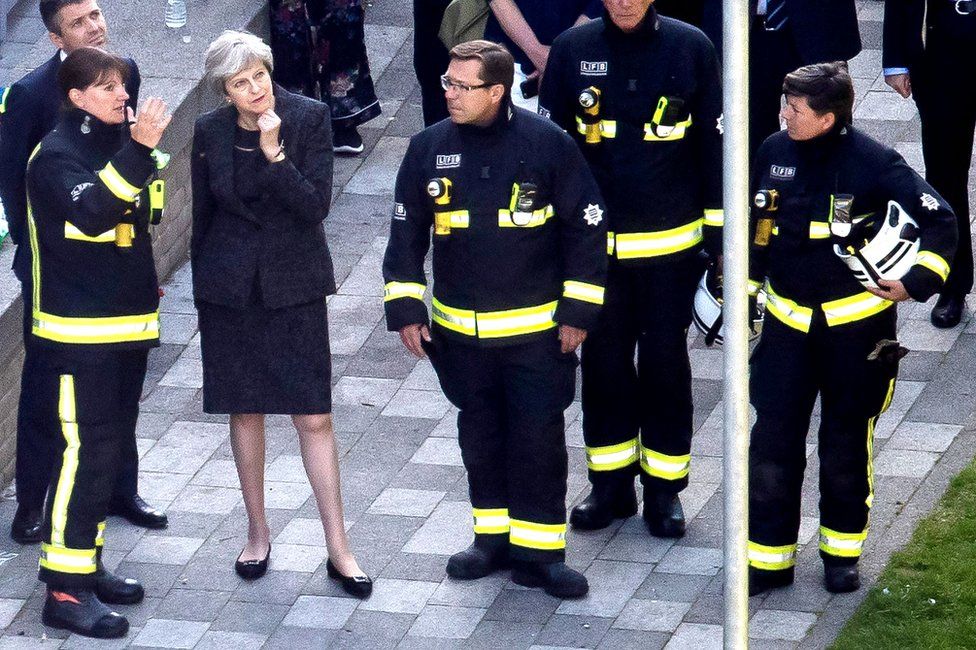 Theresa May and Dany Cotton, Commissioner of the London Fire Brigade