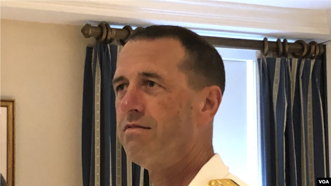 美国海军作战部长理查森上将(Admiral John Richardson) （美国之音黎堡2019年7月2日）