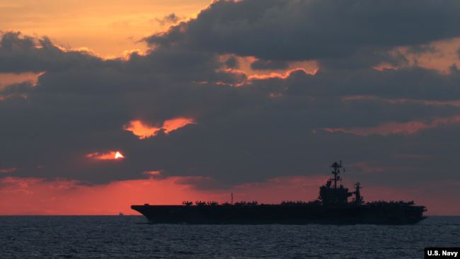 美国海军一艘航空母舰2019年2月在南中国海巡航（美国海军照片）