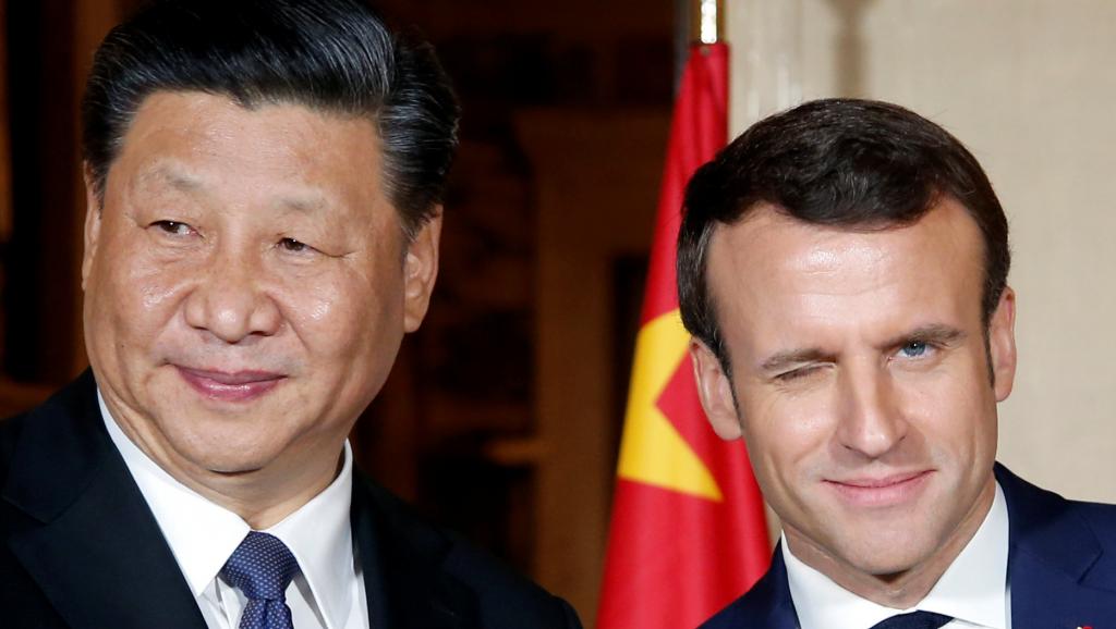 中国国家主席习近平与法国总统马克龙资料图片