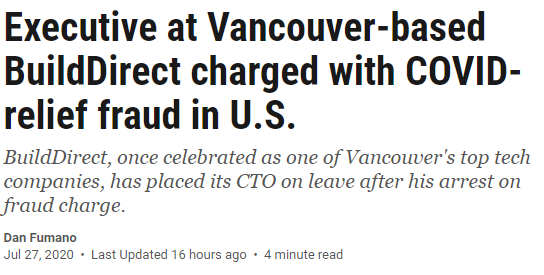 温哥华科技公司CTO美国被捕，涉嫌骗纾困金550万
