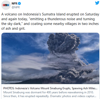 印尼火山爆发场面恐怖：火山灰柱直冲5000米高空 - 外来客
