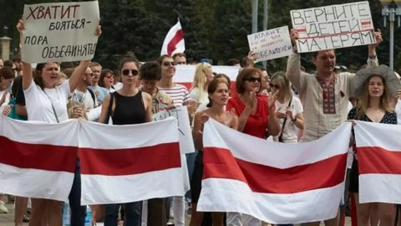 Une manifestation  Minsk (Bilorussie), le 18 août 2020
