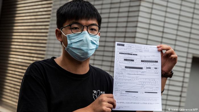 Hongkong Joshua Wong kurzzeitig festgenommen (Isaac Lawrence/AFP)