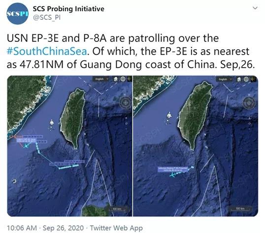 新纪录！美侦察机逼近中国仅47.81海里