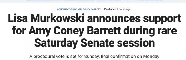 快讯！巴雷特几乎确定会通过周一参议院的投票