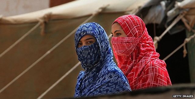 Women in a refugee camp in Tindouf, Algeria