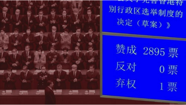 人大通过修改香港选制 0票反对 1票弃权是谁？