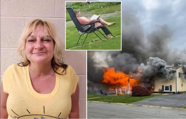 疯狂！美国女子纵火烧房后，在躺椅上看起了书