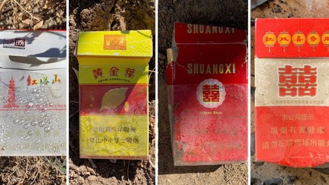 Cigarette boxes of different Chinese brands were left behind after police raided dozens of cannabis farms in Shiprock, New Mexico