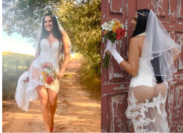 巴西最性感女人拍婚纱照 肚脐以下只剩性感小丁