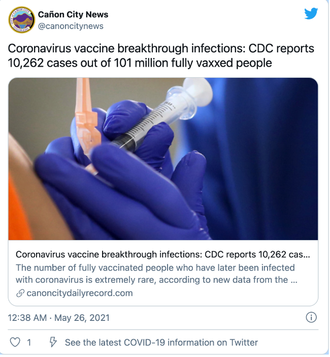 美疾控中心：已接种者中仍有超万例感染