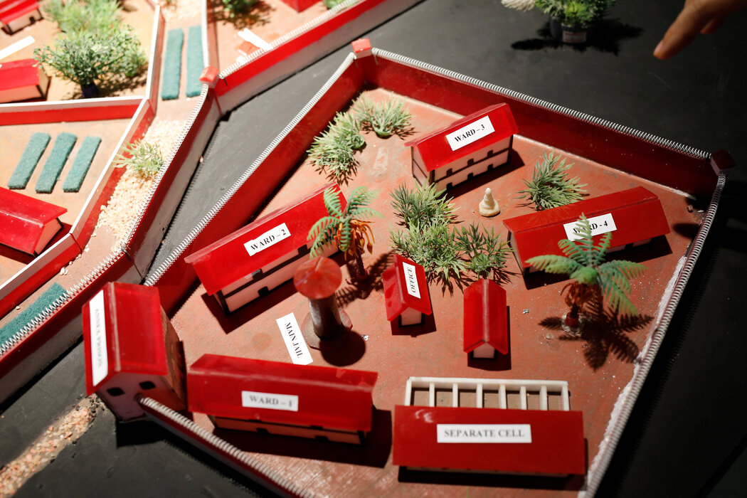 仰光的政治犯援助协会博物馆的永盛监狱模型。