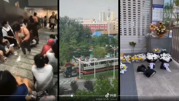 两中国记者冒险拍下的郑州地铁献花照曝光