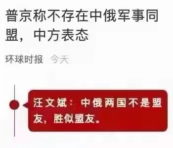 普京：中国非军事盟友 北京：不是盟友胜似盟友