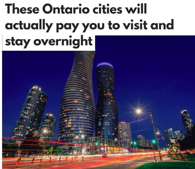 这是真的：安省一些城市出钱请人来旅游