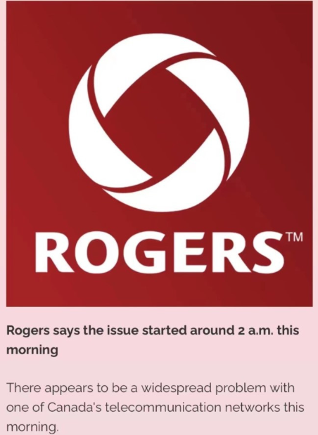 突发：Rogers大面积断网 手机互联网ATM均受影响