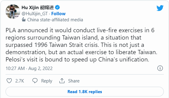 胡锡进认了：解放军没能力伴飞、没能力穿越台湾