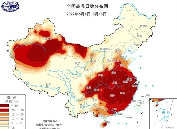 中国高温热浪事件综合强度，已达1961年来最强