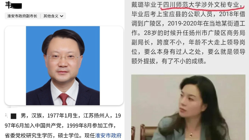 淮安副市长被免职 传扬州女官戴璐供出24人