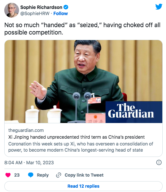 推特上的中国：习近平“全票当选”的讽刺与隐忧
