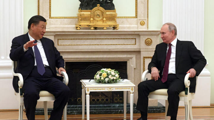 中国国家主席习近平与俄罗斯总统普京资料图片