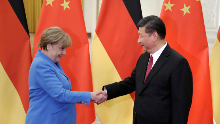 德国总理安格拉-默克尔与中国国家主席习近平2018年5月24日北京