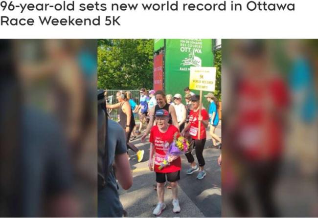 加拿大96岁老人打破5公里长跑世界纪录