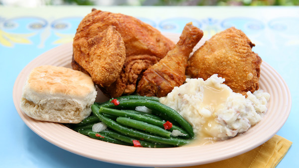 Caption: Plaza Inns Fried Chicken has the perfect amount of crunch and tenderness and is accompanied by classic mashed potatoes, a buttermilk biscuit and seasonal vegetable.