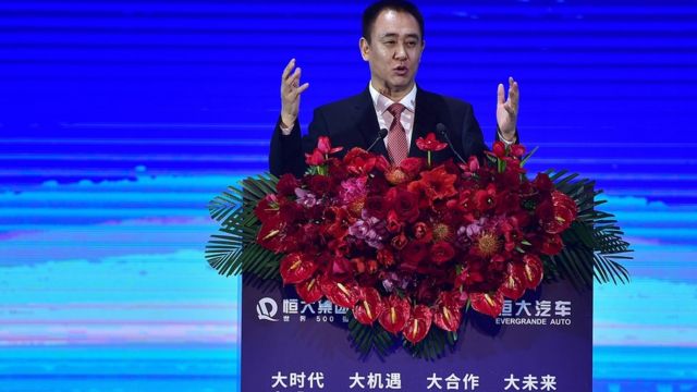 Evergrande Group Chairman Xu Jiayin attends Evergrande New Energy Auto Global Strategic Partners Summit on November 12, 2019 in Guangzhou