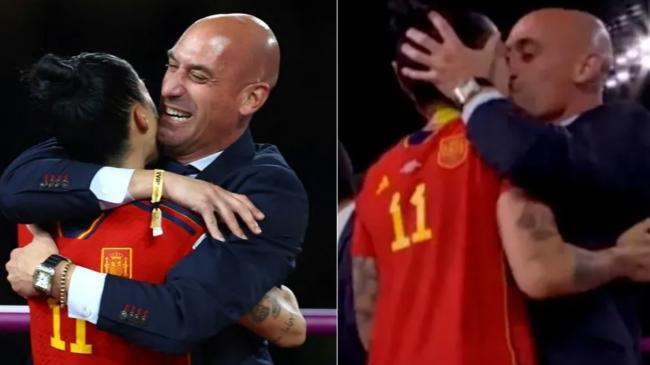 西班牙夺冠女球员遭足协主席“挤胸亲嘴”