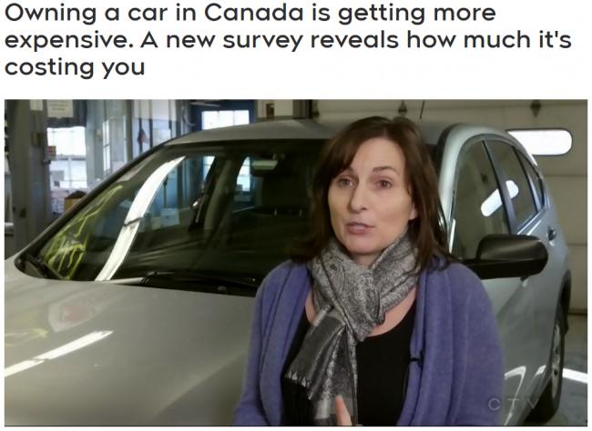 在加拿大拥有一辆汽车成本越来越贵 算完吓一跳