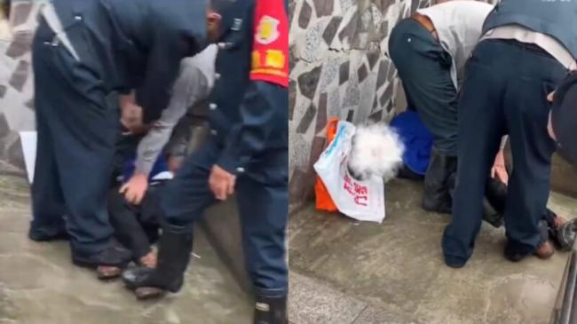 ​陝西女子想见官员 被3保安踩在脚下视频热传