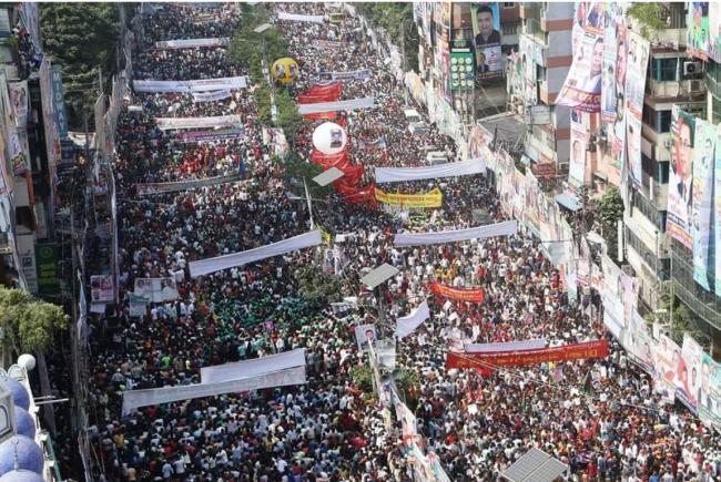 孟加拉首都爆发大规模反对派示威 逾10万人上街
