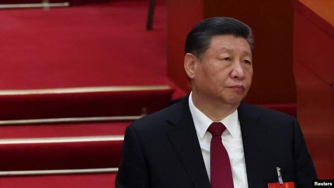 中国领导人习近平在北京人大会堂举行的全国人大会议开幕式上。（2024年3月5日）