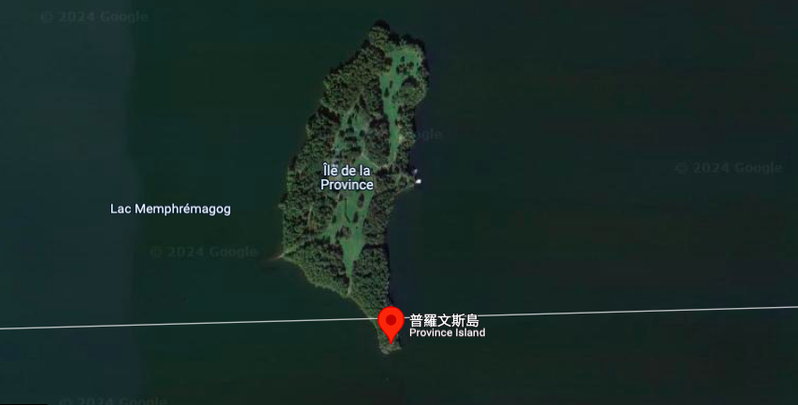 一座位在美加边界上的普罗文斯岛，外型几乎与台湾一模一样。 （图/取自Google地图）
