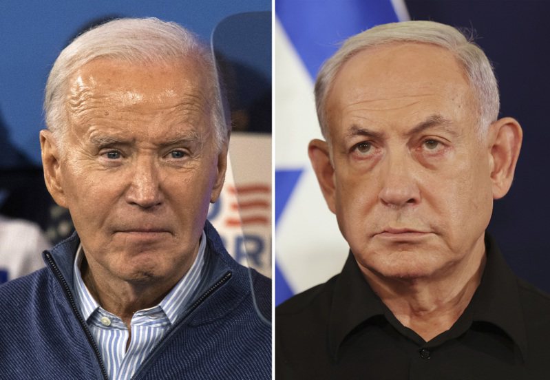 美国总统拜登（左）和以色列总理内唐亚胡（右）。 美联社